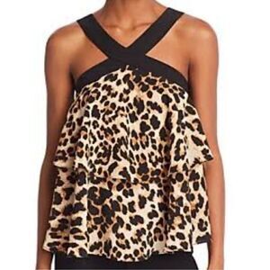 Amanda Uprichard for Le Tote Leopard Halter Tiered Top